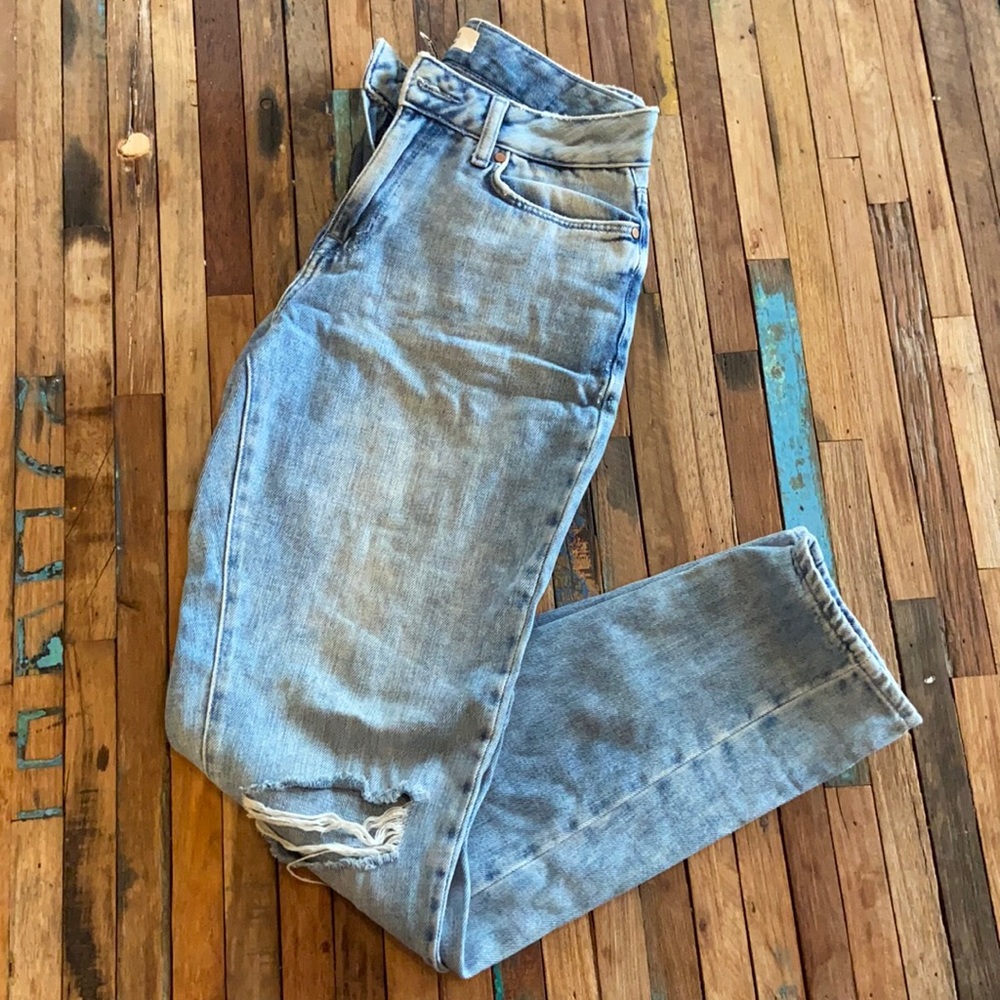 Distressed Cropped Denim Sz 25